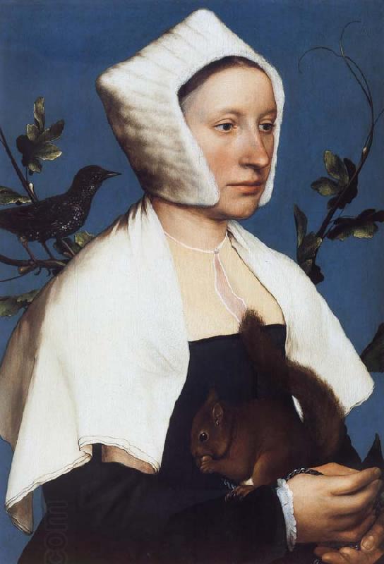 Hans holbein the younger Portrait of a Lady with a Squirrel and a Starling China oil painting art